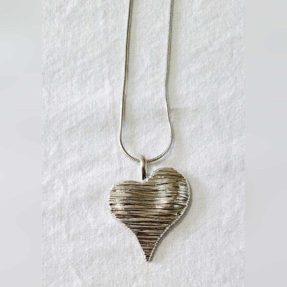Charter Club Textured Silver Heart Necklace